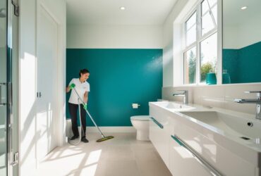 cleaning contemporary bathroom some color